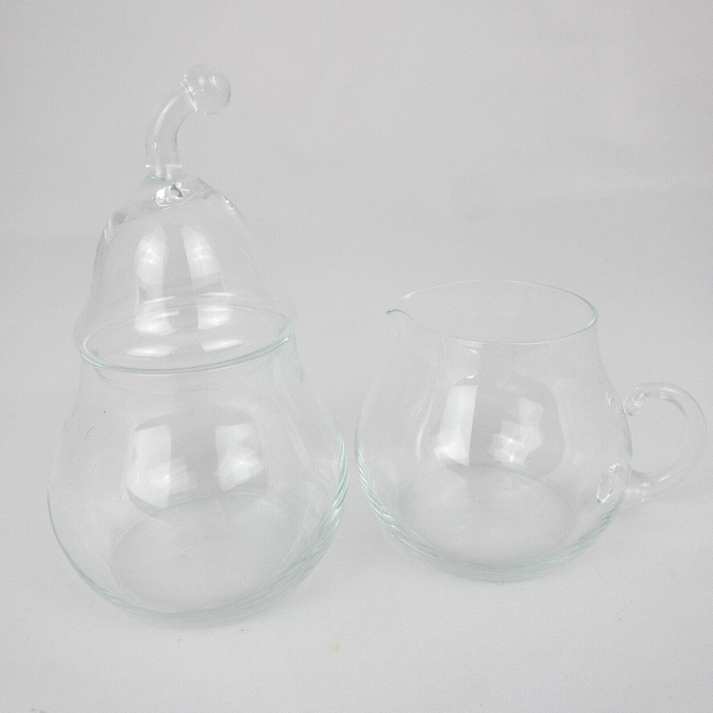 Glass Sugar and Creamer Set Pear Coffee